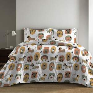 Juego de Funda de Edredón 100% Algodón Diseño Cani Italiano Cama Individual 200x200cm - Product Image 1
