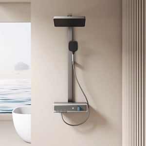 Olife Banos fábrica al por mayor nuevo diseño baño bronce de color blanco luz LED piano llave estante grande ducha conjunto grifo sistema - Product Image 5