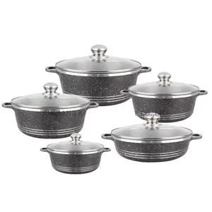 Wholesale Marble Cookware Set Includes Aluminum Kitchen Cooking Pot And Pans Essential Cookware Set For Kitchen Supplies