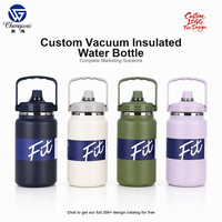 Bouteille d'eau isotherme en acier inoxydable avec logo personnalisé, 50 oz, 67 oz, grande capacité, thermos avec poignée pour les voyages en plein air