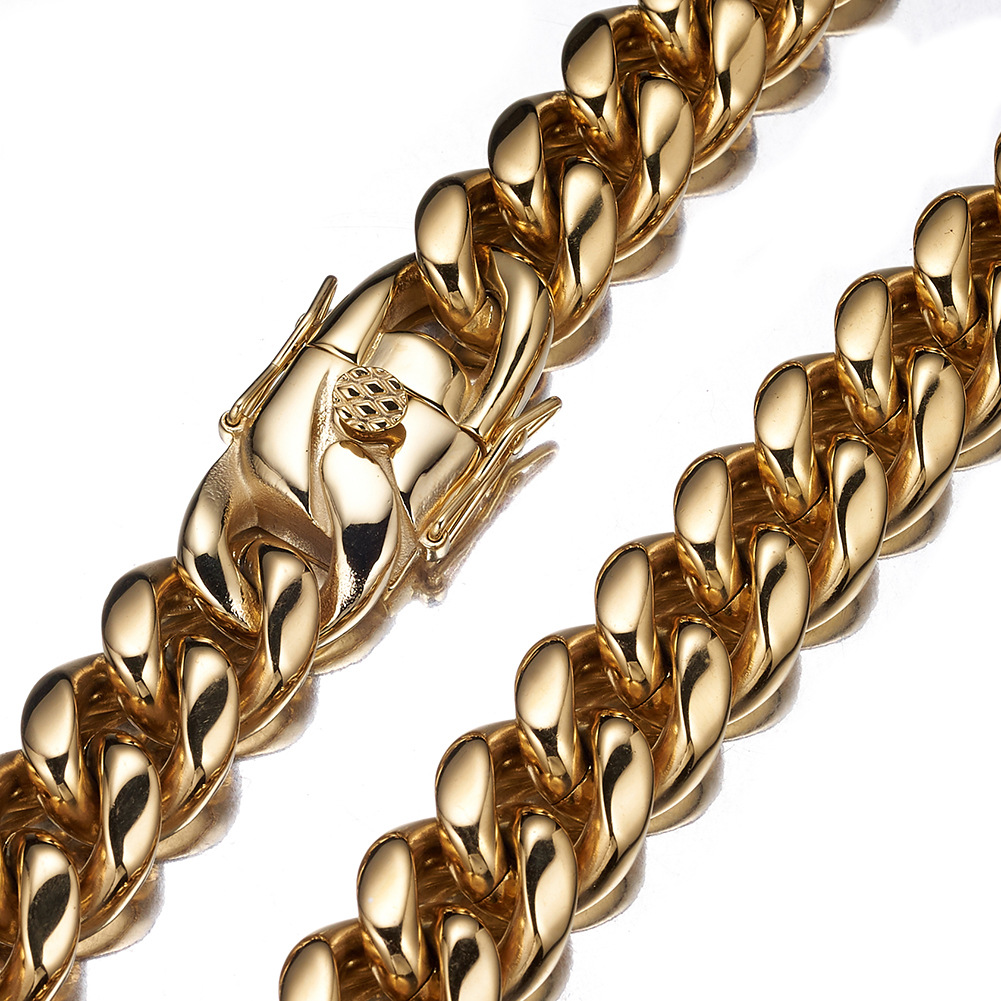Wholesale Cuban Link Chain Necklace Bracelet - 18k Gold Plated