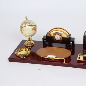 Calendario de Escritorio de Estilo Vintage de Lujo, Portalápices, Globo Terráqueo, Adorno de Escritorio de Madera de Palisandro Macizo de Alta Gama, Origen China, Regalo para Oficina - Product Image 2