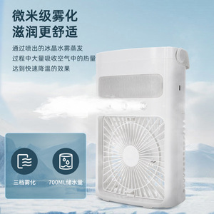 Usb Mini Desktop Air Cooler With Spray Cooling Humidification Quiet Operation Soft Light 700Ml Water Tank - Product Image 1
