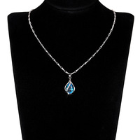 Colliers pendentifs en cristal bleu marine CAOSHI, nouvelle mode, pour femmes, mariage, imitation diamant, plaqué argent, bijoux
