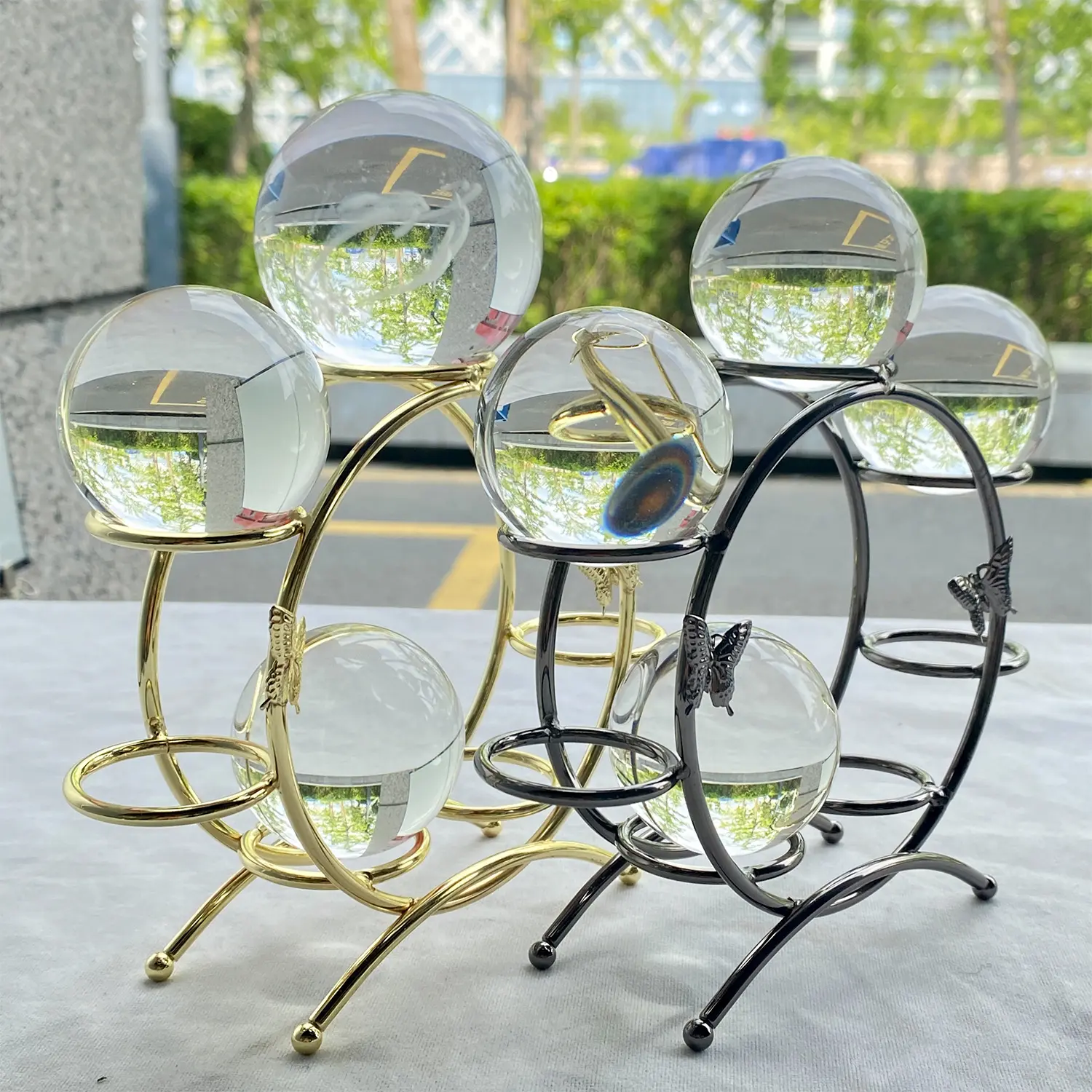 Wholesale Sky Wheel Shaped Plated Crystal Ball Base Sphere Display Stand Base For Decoration