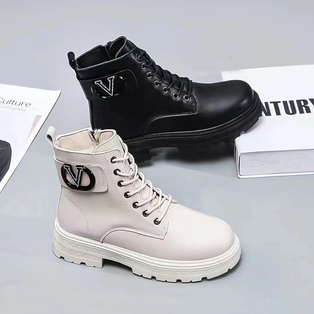 New Arrival Boots Fashion Black Winter Lady Boot PU Low Heels Women's Boots