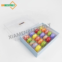 Boîte cadeau Macaron de luxe en carton rigide avec couvercle transparent, 20 pièces, boîtes d'emballage en papier pour desserts et biscuits avec logo imprimé personnalisé