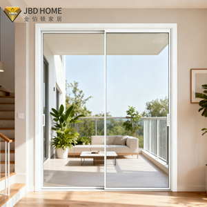 Portes coulissantes en verre sans cadre modernes de qualité supérieure en aluminium noir - Double vitrage silencieux et peu encombrant pour chambre à coucher, salon extérieur - Product Image 2