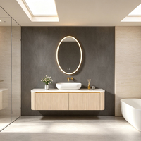 Espejo de Baño Vertical Ovalado con Marco Dorado, Retroiluminación LED, Antivaho, Táctil, de Pared, Espejo de Vanidad Moderno y Lujoso para Decoración de Baños