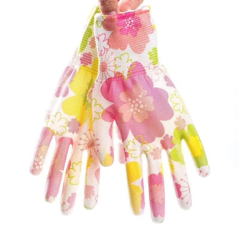 Großhandel 13G Nylon PU Tauchdruck Handschuhe für Damen Arbeitsschutz anti-Rutsch dünner Stil Gartenhandschuhe