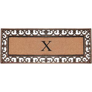 Paillasson double porte monogramme E, grand format 17,71 po x 47,25 po, en caoutchouc et fibre de coco, motif Paisley - Product Image 2