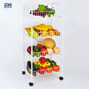 Chariot de service de rangement de cuisine moderne Offres Spéciales avec roues <span class=keywords><strong>légumes</strong></span> et fruits support de maintien en fil de fer à 3 couches - Product Image 4
