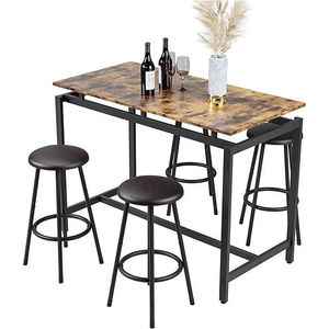 Cross-border minimalist high-value iron and wood combination dining <b>table</b> and chair set, modern <b>bar</b> <b>table</b>, home upholstered <b>bar</b> - Product Image 5