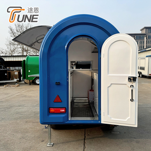Remorque à café ronde de style camping-car vintage, chariot alimentaire mobile pour la vente de bubble tea et de snacks - Product Image 2