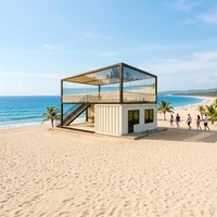 Villa de plage moderne à deux étages en conteneur blanc ondulé, avec balcon couvert sur le toit, résistante au sel, modulaire, pour l'extérieur côtier