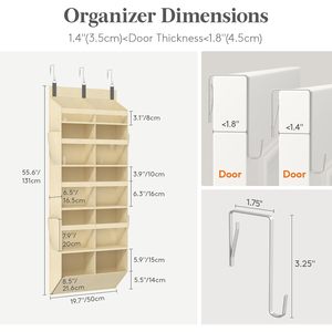 Over The Door Organizer 14 Compartment Non Woven Fabric <b>Storage</b> <b>Rack</b> With Side Pockets For Baby Items And Toys - Product Image 2