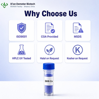 Demeter Copper Tripeptide-1 99% Bubuk Peptida Kelas Kosmetik GHK-CU Bubuk CAS 89030-95-5 99% HPLC untuk Formulasi Perawatan Kulit