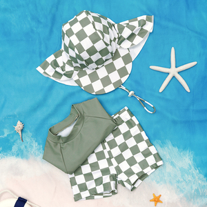 Traje de baño de 3 piezas para bebés y niños pequeños, traje de baño de manga larga, traje de baño con sombrero, traje de baño encantador para bebés - Product Image 4