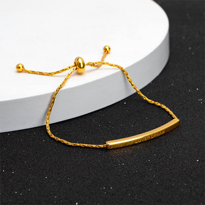 Braccialetto regolabile a catena sottile placcato <span class=keywords><strong>oro</strong></span> da <span class=keywords><strong>sogno</strong></span> con incisione a barra lunga in acciaio inossidabile alla moda - Product Image 3