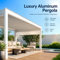 Aluminium-Lamellenpergola mit App-Steuerung RGB-Beleuchtung Wasserdicht UV-Beständig Verstellbares Dach Maßgefertigt für den Außenbereich