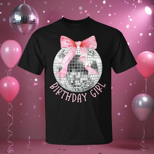 Camiseta Coquette con Lazo y Bola de Discoteca para Niñas, para Fiestas de Cumpleaños, Eventos con Temática Disco, Camiseta Promocional - Product Image 3