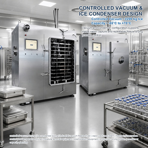 Lyophilisateur industriel de <span class=keywords><strong>10</strong></span> mètres carrés avec capacité de 100 <span class=keywords><strong>kg</strong></span> par lot -75°C ° Contrôle PLC du condenseur et options SUS316L - Product Image 3