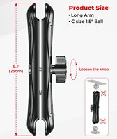 Support double douille en aluminium de 1,5 pouce avec bras de 23 cm pour ordinateur industriel, bras d'extension à double douille