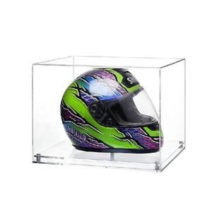 Claro cúpula base casco rectangular de acrílico de la motocicleta del casco de la caja de visualización