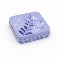 Scatola di Latta Quadrata Viola Personalizzata, Produzione OEM per Confezioni di Caramelle, Piccola Scatola di Latta