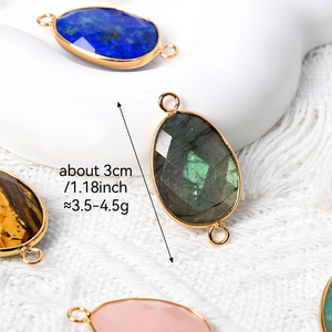 Vente flash - Collier avec pendentif en cristal de pierre précieuse naturelle, pendentif ovale multi-facettes, bijoux en cristal pour cadeau - Product Image 3