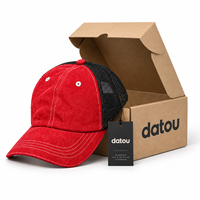 Casquette de baseball trucker unisexe décontractée style streetwear avec visière incurvée, dos en maille respirante, couleur unie délavée à l'eau et patch logo – Vente en gros