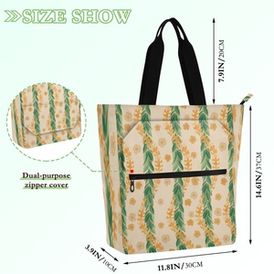 Sac fourre-tout Aloha avec motif floral hawaïen Maile Lei, design personnalisé, impression intégrale, fermeture éclair avant, sac fourre-tout pour étudiants, fournitures scolaires, livres, pour enfants - Product Image 2