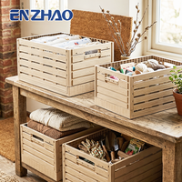 Caisse en plastique pliable à texture bois, conteneur de rangement peu encombrant, coins renforcés, conception robuste