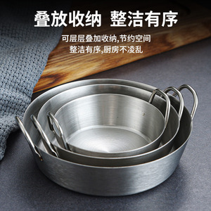304 Stainless Steel Double-Eared Flat Bottom Bowl Dishwasher Safe For Hotel Party Use - Product Image 4