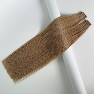 Cabello humano europeo cutícula intacta Remy Super doble dibujado cálido luz <span class=keywords><strong>Castaño</strong></span> marrón genio trama extensiones humanas 50g trama - Product Image 3