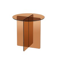 Table d'appoint ronde moderne en verre trempé de 45 cm avec base géométrique, style Bauhaus, montage facile pour canapé de salon