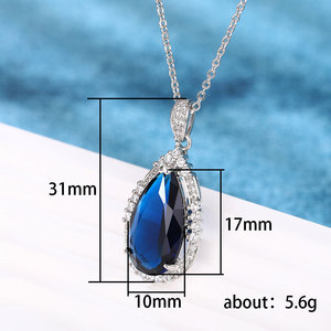 Collar Gargantilla con Colgante de Piedra en Forma de Lágrima Azul Real para Mujer, Joyería de Moda con Estilo Pavé Brillante - Product Image 5
