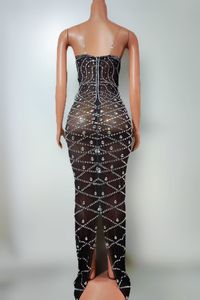 Vestido Largo de Fiesta sin Tirantes para Mujer, Vestido de Fiesta con Diamantes de Imitación, Talla Grande - Product Image 6