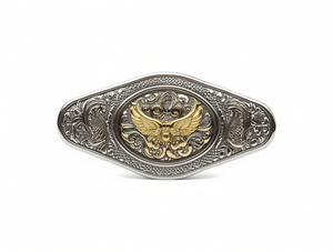 Hebilla de cinturón grande plateada y dorada de 5.0 cm, estilo occidental con revestimiento de aleación vintage - Product Image 1