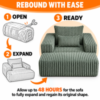 Ensemble fauteuil et ottoman en mousse compacte, chaise de relaxation peu encombrante, expédition compressée pour studio, chambre à coucher, coin lecture