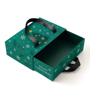 Custom Logo Rigid Cardboard Hair Wigs Packaging Drawer Sliding Paper Gift <strong>Boxes</strong> With Ribbon Handle - Product Image 1