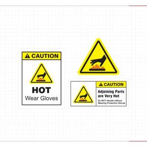 Etiqueta de Advertencia para Guantes de Trabajo en Superficies Calientes, Etiqueta de Seguridad Industrial para Riesgos de Calor, Señalización para Equipos de Maquinaria - Product Image 3