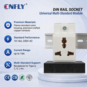 CNFLY Presa Elettrica Multifunzione 16A 250V Tipo MCB UK FR EU US AU UDIN per Montaggio su Guida DIN - Product Image 5