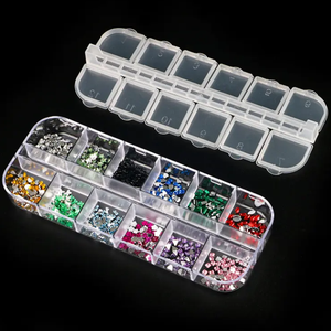 12 Grid Plastic <b>Storage</b> <b>Box</b> Nail Art Decor Accessories Diamond Painting <b>Tool</b> Jewelry Bead Salon Manicure Organizer Container - Product Image 1