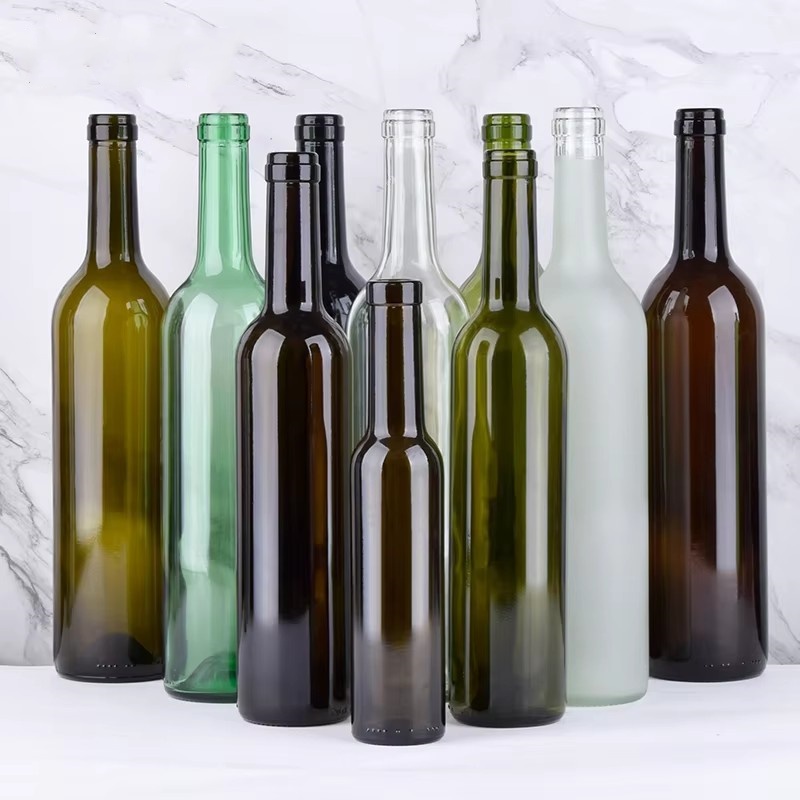 Китайская фабрика, оптовая продажа, пустая стеклянная упаковка, бутылка для питья, зеленый, янтарный, черный, 500 мл, бутылка для пива, бордового вина, 750 мл