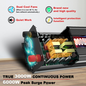 Inversor de Corriente para Automóvil de Gran Potencia LVYUAN, Inversor de Corriente de 3000 W y <span class=keywords><strong>6000</strong></span> Vatios, CC 12 V a CA 220 V, Onda Sinusoidal Modificada - Product Image 5