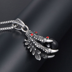 Mens Gothic Jewelry Casting <span class=keywords><strong>Eagle</strong></span> Dragon <span class=keywords><strong>Claw</strong></span> con Design pendente in pietra preziosa rossa - Product Image 5