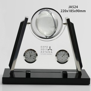 Crystal Clock Trophy Suitable for Customized Gifts High End Glass Globe Souvenir