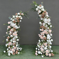 Arche de mariage en métal 210x230cm, toile de fond de fleurs artificielles en soie, blanc, rose, rouge, décoration pour événements intérieurs et extérieurs