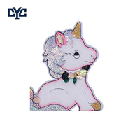 Patchs en chenille doux et moelleux roses à paillettes et sequins, motif dessin animé mignon, en tissu non-tissé pour vêtements